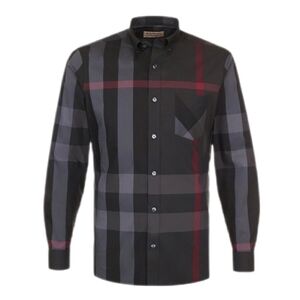 Burberry Black Gray Mens Shirt